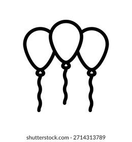 Tres globos en un grupo con cuerdas atadas flotando sobre un fondo blanco