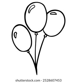 three balloons hand drawn outline illustration