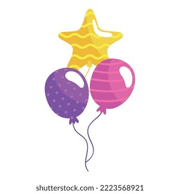 three balloons helium floating icon