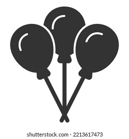 Three balloons - icon, illustration on white background, glyph style