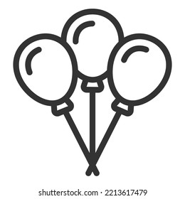 Three balloons - icon, illustration on white background, outline style