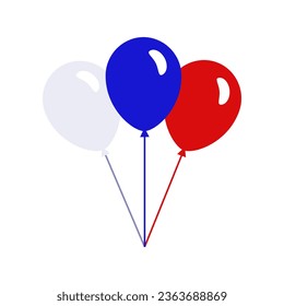Icono de tres globos de los colores de la bandera rusa. Decoración blanca, azul y roja, símbolo de las fiestas nacionales. Vector clipart, ilustración de evento festivo en Rusia, signo plano para diseño web o impresión.