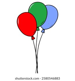 three balloons illustration hand drawn isolated vector