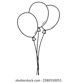 three balloons illustration hand drawn outline vector