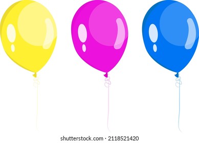 Tres globos, ilustración, vector sobre un fondo blanco.