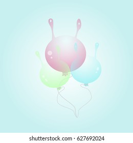 Three balloons with rabbit ears.Vector illustration