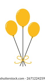 Three balloons and a ribbon. Silhouettes.