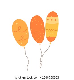 Three balloons in scandinavian style. Hand drawing vector illustration.