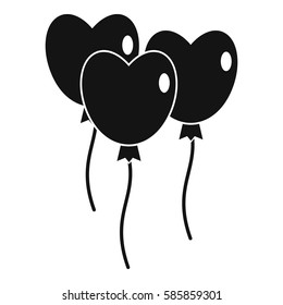 Three balloons in the shape of heart icon. Simple illustration of three balloons in the shape of heart vector icon for web