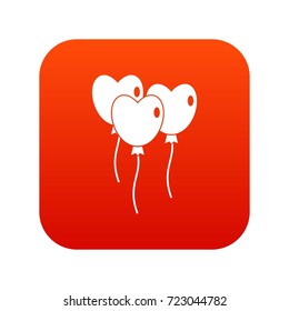 Three balloons in the shape of heart icon digital red for any design isolated on white vector illustration