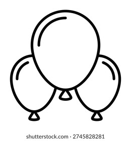 Three Balloons Tied Together Icon for Celebration, Party, and Festive Occasions