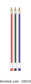 Three ballpoint pens vector isolated