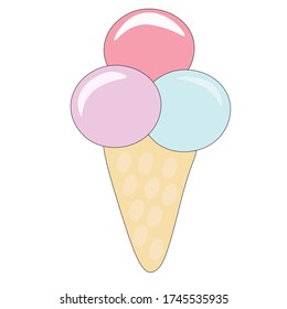 three balls of ice cream