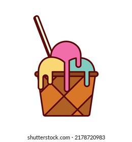 three balls ice cream basket product