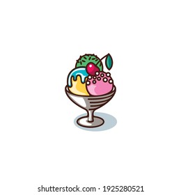 Three balls of ice cream in a creamer.