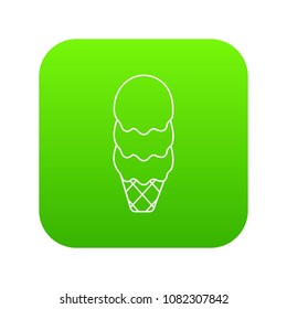 Three balls ice cream icon green vector isolated on white background