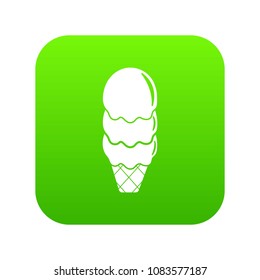 Three balls ice cream icon green vector isolated on white background
