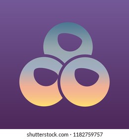 Three balls icon. Vector. Evening gradient icon at violet background.