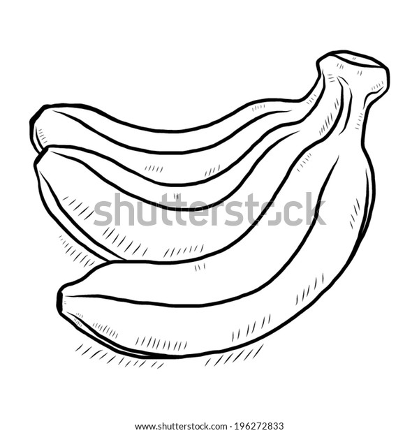 Three Banana Cartoon Vector Illustration Black Stock Vector Royalty