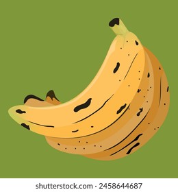 three bananas on a green background