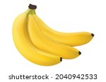Three bananas on a white background Bananas are good for health, fresh banana fruit, ripe banana, Bunch of bananas.
