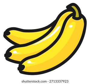 Three bananas are shown in a row, with the middle one being the largest
