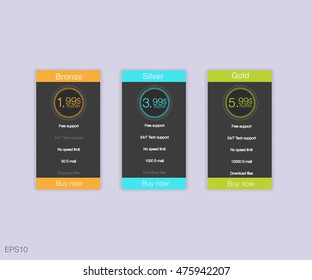 Three banner for the clouded sky service, interface for the site. vector banner for web app.