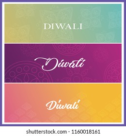 Three Banner Diwali Typography Pattern Ornament