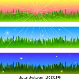 Three banner - morning, night and day