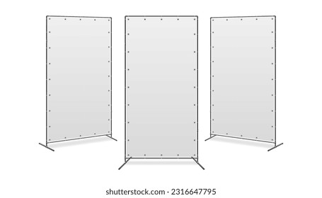 Muro de tres banderas sobre la ilustración del vector de fondo blanco.