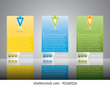 Three banner style web element with text