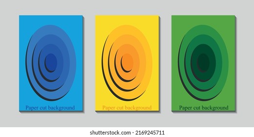 Three banners with 3D abstract background and paper cut shapes. Colorful carving art for presentations, flyers, posters and invitations. Vector illustration.