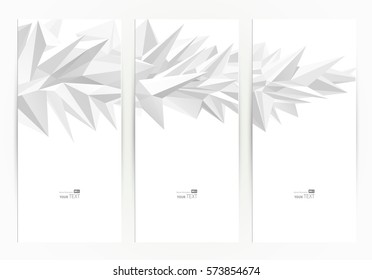 Three banners. Abstract geometric group of triangle elements for design on the white background.