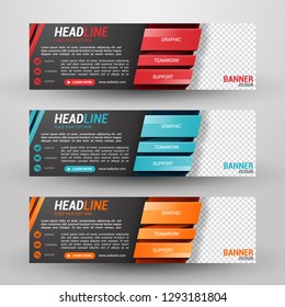 Three banners business with abstract background