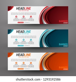 Three banners business with abstract background
