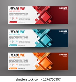 Three banners business with abstract background