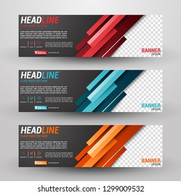 Three banners business with abstract background