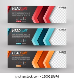 Three banners business with abstract background