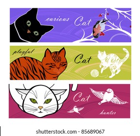 Three banners with cats - for flash or other design