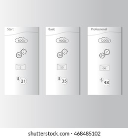 Three banners for cloud resource, in shades of gray.