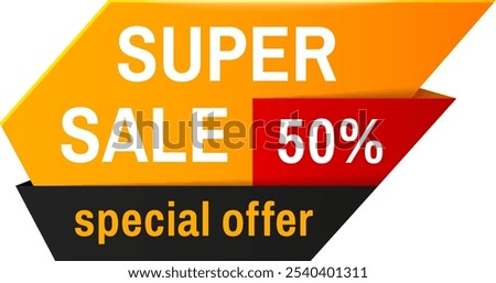 Three banners creatively arranged. Each displaying a tempting special offer with a generous 50 percent discount. Ideal for catching attention and promoting a sale with vibrant colors and clear message