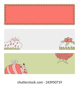 Three banners with the decor of cupcakes