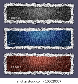 Three banners of denim texture. Vector eps10