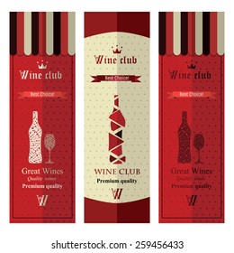 Three banners with different wine