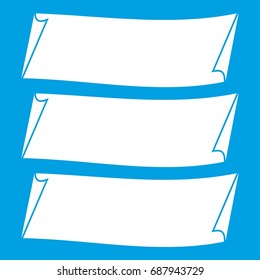 Three banners icon white isolated on blue background vector illustration