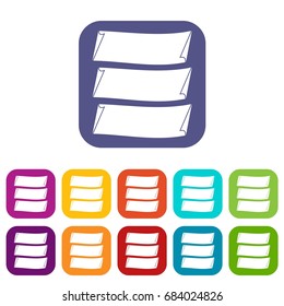 Three banners icons set
