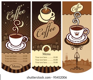 three banners for local cafes