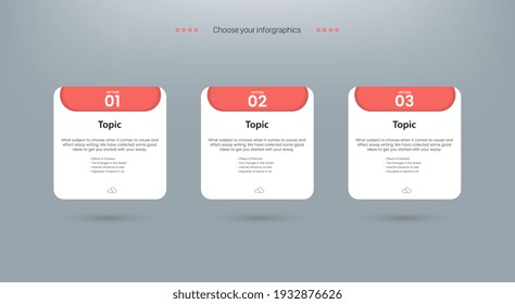 Three banners for options Infographic with white and pink color buttons design, vector Infographic and Infographics marketing icons can be used for workflow layout, diagram, annual report, web design.