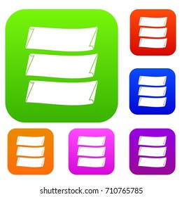 Three banners set icon in different colors isolated vector illustration. Premium collection