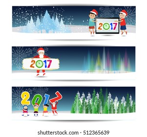 Three banners set for new year and Merry Christmas 
